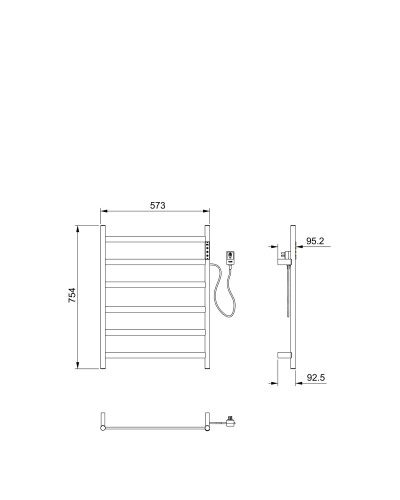 Полотенцесушитель электрический WONZON & WOGHAND, Темный графит (WW-A405-GM)