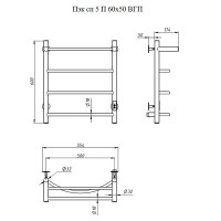 Электрический полотенцесушитель Тругор ПЭК 5П СП 60x50 с полкой Черный