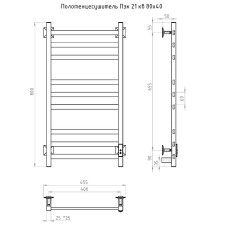 Электрический полотенцесушитель Тругор ПЭК 21кв СП 80x40 Черный