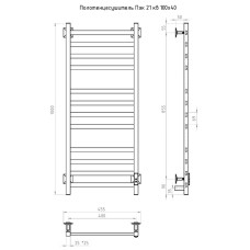 Электрический полотенцесушитель Тругор ПЭК 21кв СП 80x50 Черный