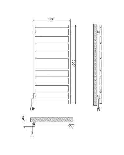 Электрический полотенцесушитель Ника WAY-2 100/50 Черный матовый