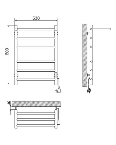 Электрический полотенцесушитель Ника WAY-2 60/50 с полкой Белый матовый