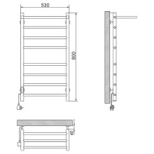 Электрический полотенцесушитель Ника WAY-2 80/50 с полкой Черный матовый