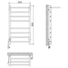 Электрический полотенцесушитель Ника WAY-2 80/50 с полкой Черный матовый