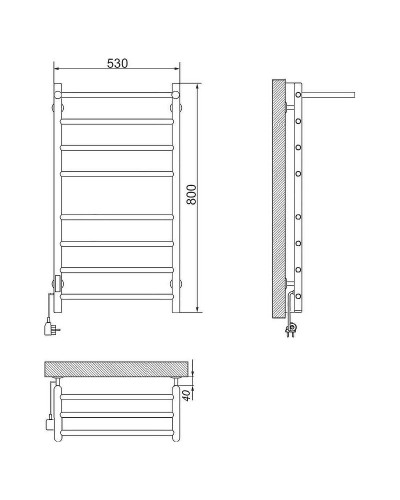 Электрический полотенцесушитель Ника WAY-2 80/50 с полкой Черный матовый