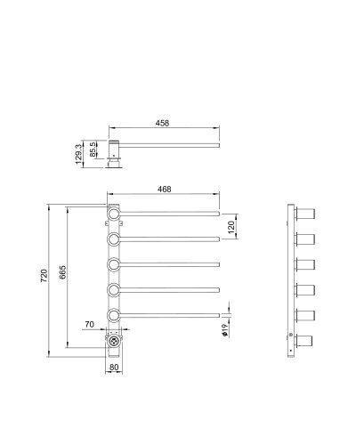 Полотенцесушитель электрический встраиваемый WONZON & WOGHAND, Хром (WW-AL315-CR)