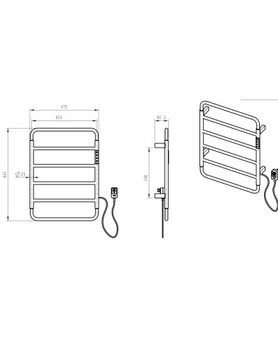 Полотенцесушитель электрический WONZON & WOGHAND, Брашированный никель (WW-AL201-BR)