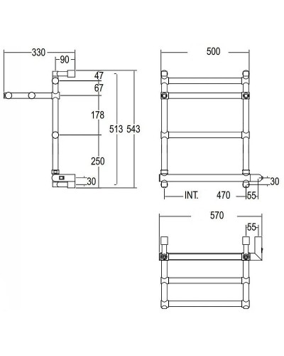 Электрический полотенцесушитель Margaroli Sole 554-3 BOX 5544703WHPB с полкой Белый