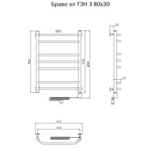 Электрический полотенцесушитель Тругор Браво 3 элТЭН 80x30 Хром