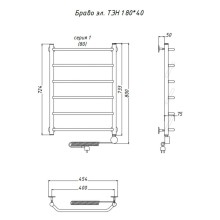 Электрический полотенцесушитель Тругор Браво 1 элТЭН 80x40 Хром