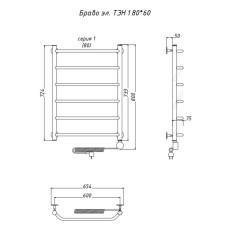 Электрический полотенцесушитель Тругор Браво 1 элТЭН 80x60 Хром