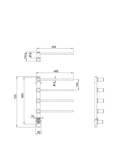 Полотенцесушитель электрический встраиваемый WONZON & WOGHAND, Хром (WW-AL314-CR)