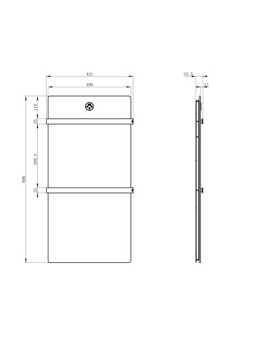 Полотенцесушитель электрический с греющей плитой Серый мрамор WONZON & WOGHAND, Брашированный никель (WW-A502-BR)