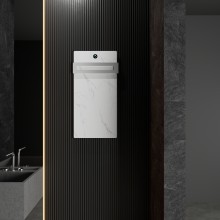 Полотенцесушитель электрический с греющей плитой Белый мрамор WONZON & WOGHAND, Брашированный никель (WW-A501-BR)