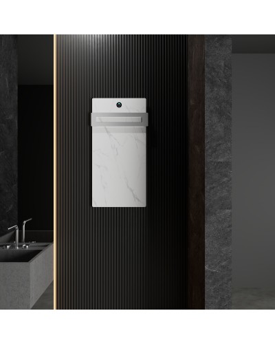 Полотенцесушитель электрический с греющей плитой Белый мрамор WONZON & WOGHAND, Брашированный никель (WW-A501-BR)