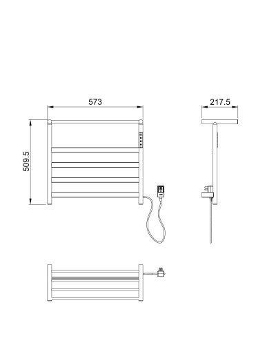 Полотенцесушитель электрический с полкой WONZON & WOGHAND, Темный графит (WW-A402-GM)