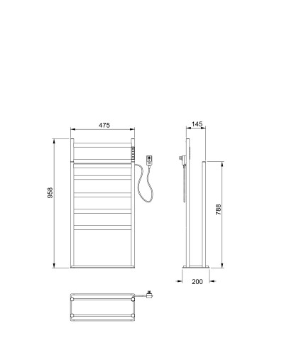 Полотенцесушитель электрический напольный WONZON & WOGHAND, Темный графит (WW-A407-GM)