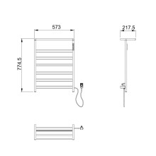 Полотенцесушитель электрический с полкой WONZON & WOGHAND, Брашированный никель (WW-A403-BR)
