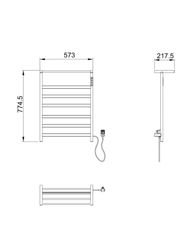 Полотенцесушитель электрический с полкой WONZON & WOGHAND, Брашированный никель (WW-A403-BR)