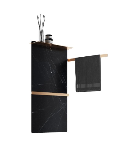 Полотенцесушитель электрический с греющей плитой Черный мрамор WONZON & WOGHAND, Темный графит (WW-A504-GM)