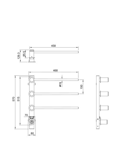 Полотенцесушитель электрический встраиваемый WONZON & WOGHAND, Брашированный никель (WW-AL313-BR)