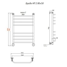 Водяной полотенцесушитель Тругор Браво 2 НП 80x50 Хром