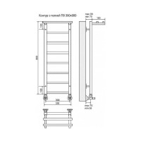 Водяной полотенцесушитель Terminus Контур П8 300x900 4660059582412 с полкой Хром