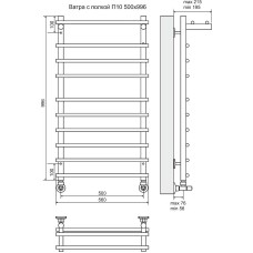 Водяной полотенцесушитель Terminus Ватра П10 500x996 4670030723970 с полкой Хром