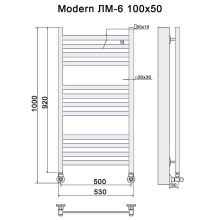 Водяной полотенцесушитель Ника Modern ЛМ 6 100x50 Белый 12 перекладин