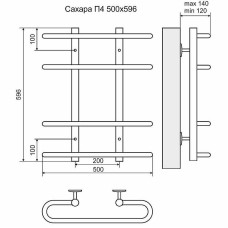 Водяной полотенцесушитель Terminus Сахара П4 500x596 4670030723178 Хром
