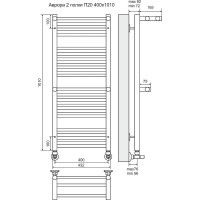 Водяной полотенцесушитель Terminus Аврора П20 400x1010 4660059582153 с полкой Хром