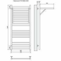 Водяной полотенцесушитель Terminus Валенсия люкс П18 500x1200 4620768884573 с полкой Хром