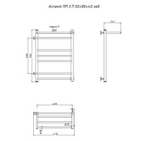 Водяной полотенцесушитель Тругор Аспект 3 П ПМ L 80x40 с полкой Хром