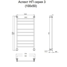 Водяной полотенцесушитель Тругор Аспект 3 НП 100x50 Хром
