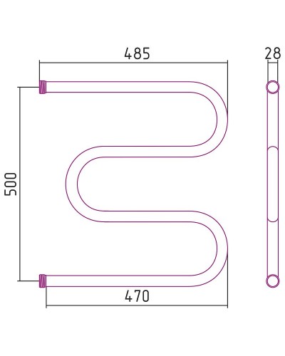 Водяной полотенцесушитель Сунержа Стилье М-образный 500х500 00004-5050 Хром