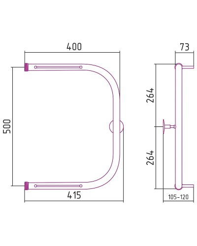 Водяной полотенцесушитель Сунержа Стилье П-образный 500х400 00012-5040 Хром