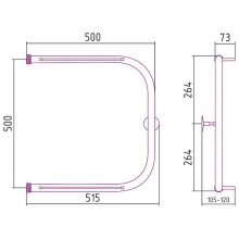 Водяной полотенцесушитель Сунержа Стилье П-образный 500х500 00012-5050 Хром