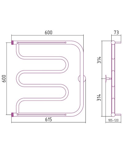 Водяной полотенцесушитель Сунержа Стилье Тандем 600х600 00016-6060 Хром