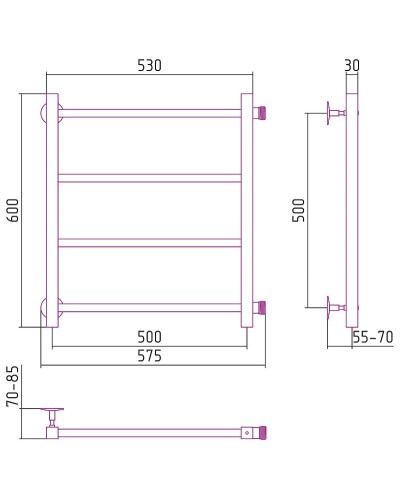 Водяной полотенцесушитель Сунержа Стилье Версия-КБ 500х500 00630-5050 Хром