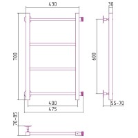 Водяной полотенцесушитель Сунержа Стилье Версия-КБ 600х400 00630-6040 Хром