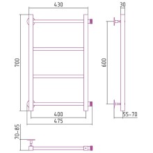 Водяной полотенцесушитель Сунержа Стилье Версия-КБ 600х400 00630-6040 Хром