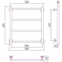 Водяной полотенцесушитель Сунержа Стилье Версия-КН 600х500 00640-6050 Хром
