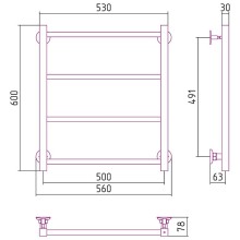 Водяной полотенцесушитель Сунержа Стилье Версия-КН 600х500 00640-6050 Хром