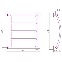 Водяной полотенцесушитель Сунержа Стилье Минор 500х500 00602-5050 Хром