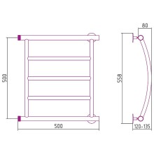 Водяной полотенцесушитель Сунержа Стилье Минор 500х500 00602-5050 Хром