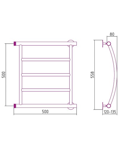 Водяной полотенцесушитель Сунержа Стилье Минор 500х500 00602-5050 Хром