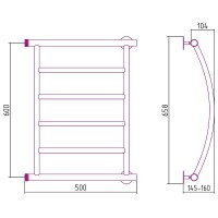 Водяной полотенцесушитель Сунержа Стилье Минор 600х500 00602-6050 Хром