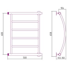 Водяной полотенцесушитель Сунержа Стилье Минор 600х500 00602-6050 Хром