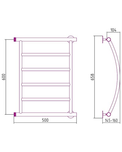 Водяной полотенцесушитель Сунержа Стилье Минор 600х500 00602-6050 Хром
