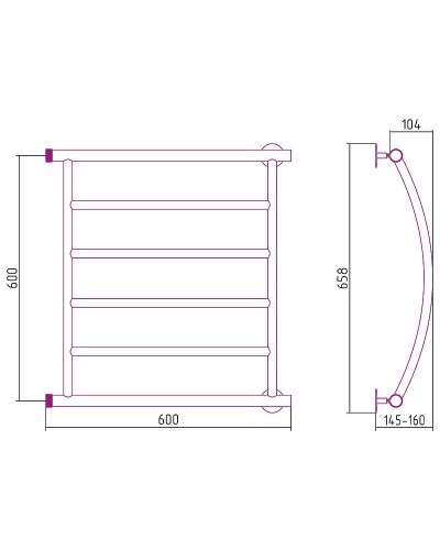 Водяной полотенцесушитель Сунержа Стилье Минор 600х600 00602-6060 Хром